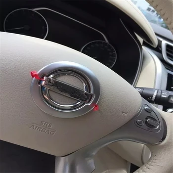 

WELKINRY car auto cover for Nissan Qashqai 2014 2015 2016 2017 2018 2019 ABS chrome steering wheel logo brand trademark trim