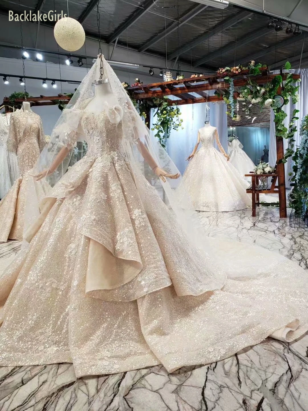 BacklakeGirls винтажное свадебное платье Abito Da Sposa 3D Цветочный сексуальный с открытыми плечами Королевский поезд Элегантное Свадебное бальное платье