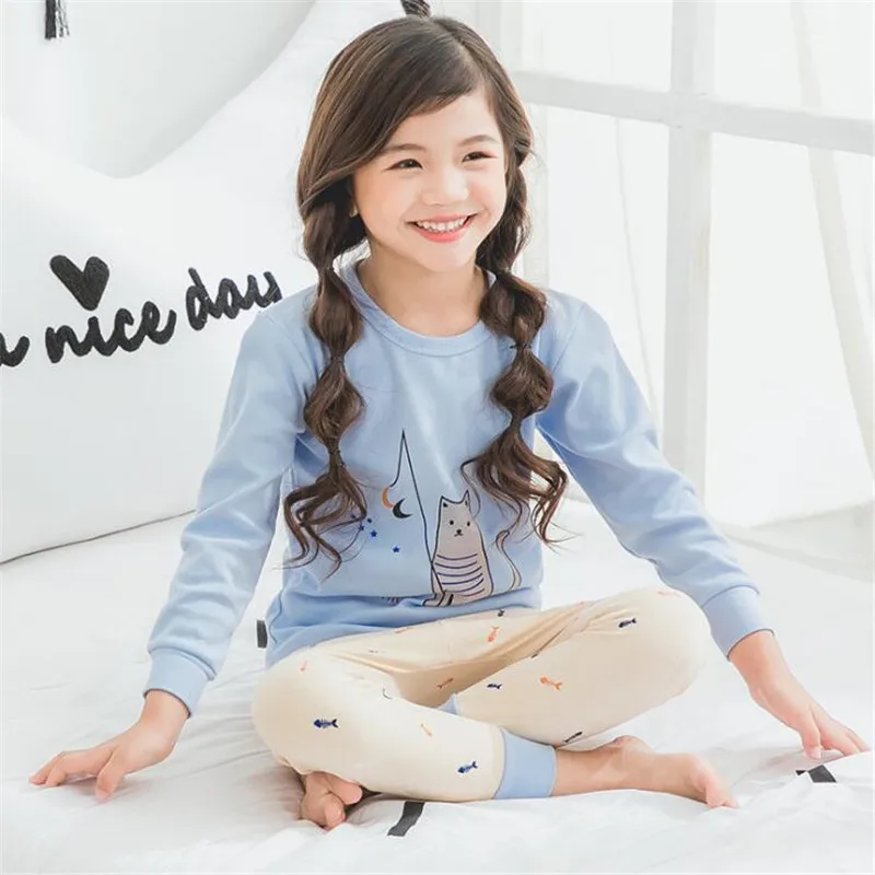 Cotton Kids Pajamas Cartoon Mermaid Princess Girls Homewear Clothes Children's Underwear Clothing Set Todder Baby Sleepwear PJS - Цвет: N311