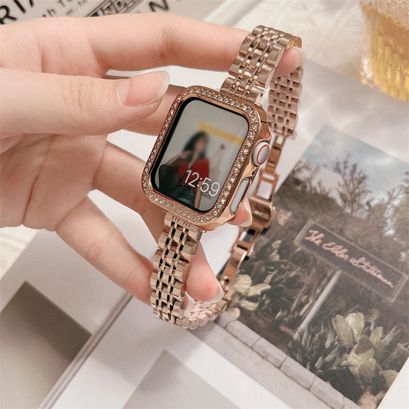 Silm strap For Apple ð  45mm 41mm iWatch  40mm 44mm ׼ Meatl Milanese bracelet Apple Watch serie 4 5 6 se 7