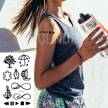

Waterproof Temporary Tattoo Sticker Tree Umbrella Arrow Anchor Number 8 Boat Elements Flash Tatoo Fake Tatto Art for Women Men