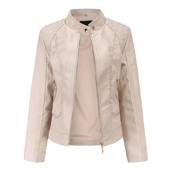 

Women Jackets Spring Autumn Solid Stand Collar Women Casual Jacket Coat Zipper Slim Female Outwear Plus Size S-4XL DR2417