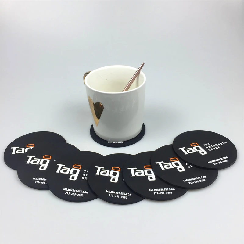 Custom Printed Logo Promotion Gifts Cup Holder Soft Rubber Coaster sets Tableware Waterproof and Heat Insulation 12 H643c1b30beb6466388b7118811c88c044