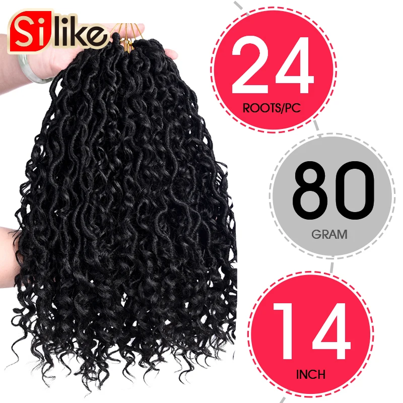 Silike 14" Goddess Locs Crochet Hair Extensions Synthetic Twist Braids Hair Locks Crochet braids For Women 24 Strands