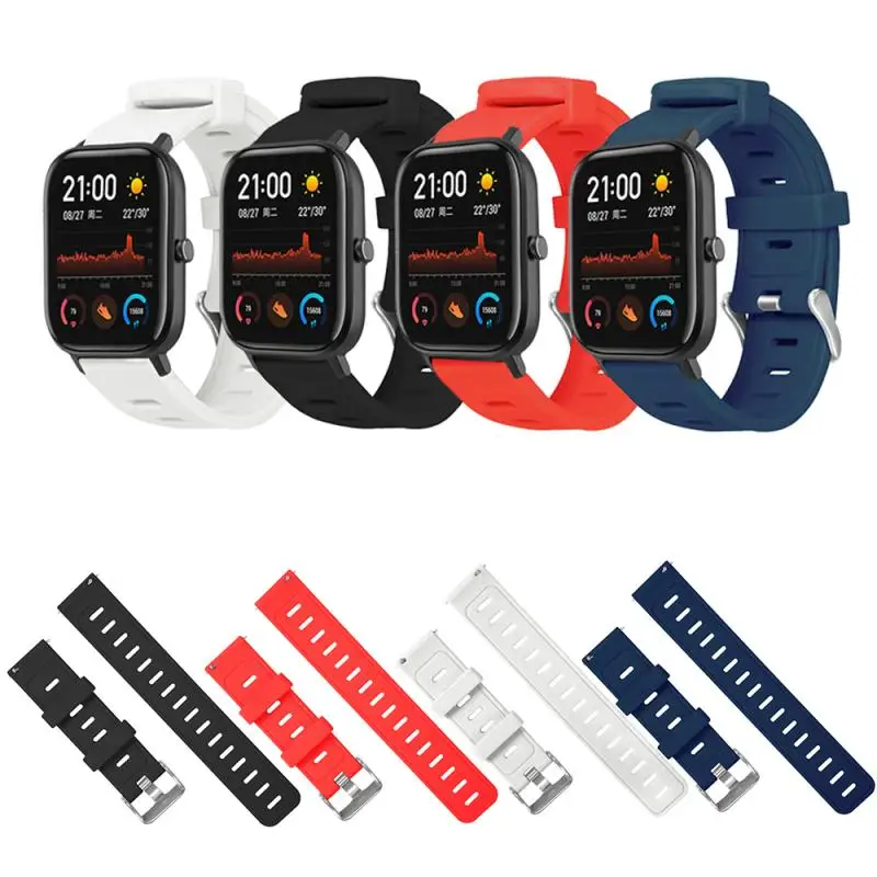 

20mm TPU Replacement Wristband For Huami Amazfit GTS Smart Watch Flat Head Monochrome Silicone Strap Watch Accessories