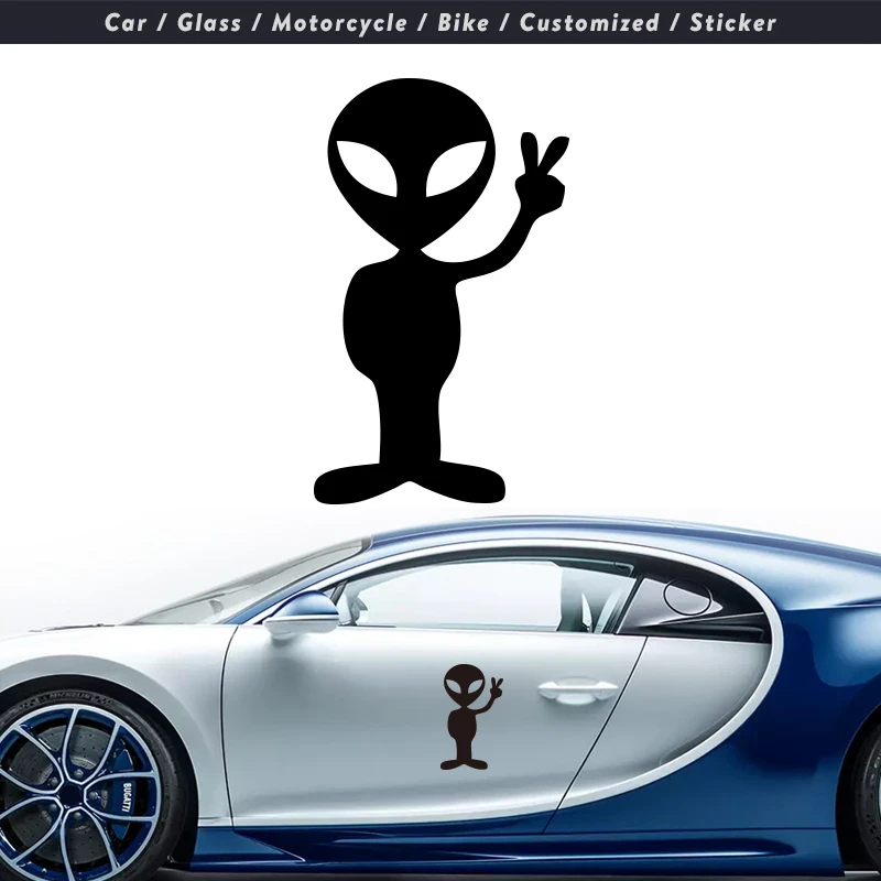 

3D automobile sticker fashion high quality vinyl reflective personalized sticker ALIEN Peace Sign We Come In Peace Body