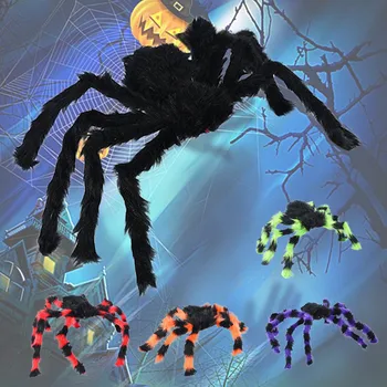 

Household Halloween props spider web plush spider haunted house decoration supplies simulation spider tricky toy Gift decoration
