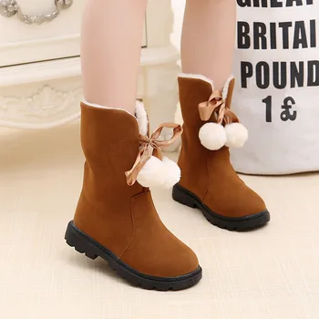 

2019 Warm Kids Snow Boots For Children New Toddler Winter Princess Child Shoes Non-slip Flat Round Toe Girls Baby Lovely Boots