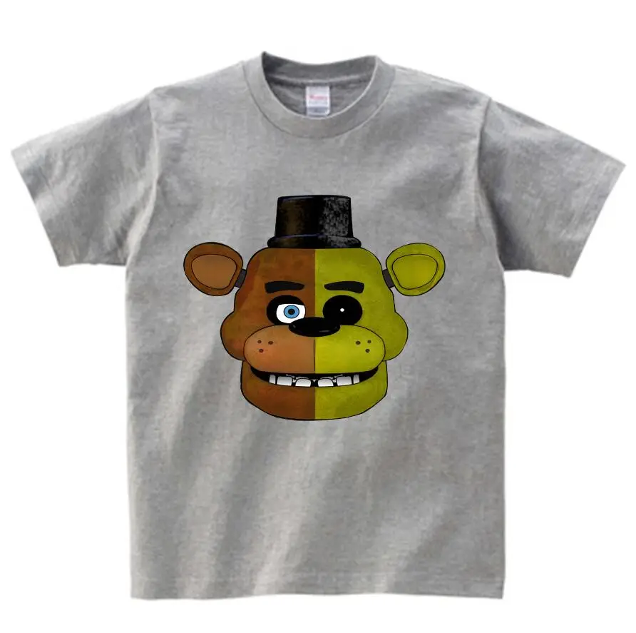 Футболка для мальчиков «пять ночей с Фредди»; летняя детская футболка; одежда для детей; Одежда для девочек «Фредди 2»; топы с рисунками; футболка - Цвет: gray childreT-shirt