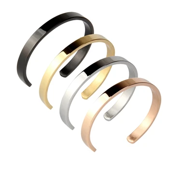 

4 Pcs Titanium Steel Bracelet Glossy Non-Word Semicircle C-Shaped Couple Stainless Steel Bracelet Gift Large