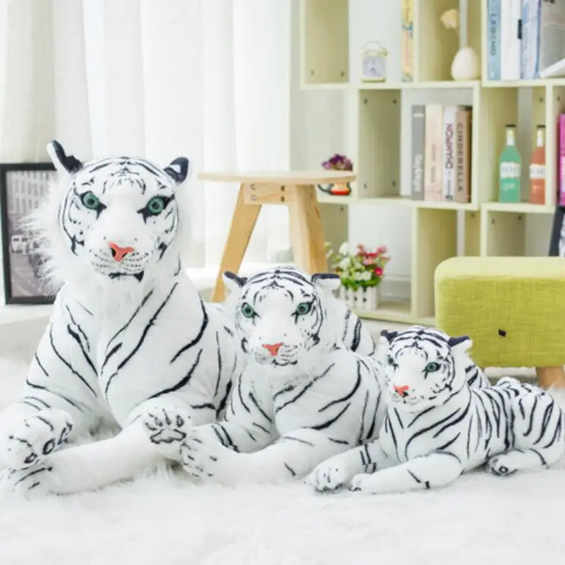 30-120 cm Lifelike Tiger Leopard Plush Toys Soft Stuffed Animals White Tiger Jaguar Doll Children Kids Birthday Gifts