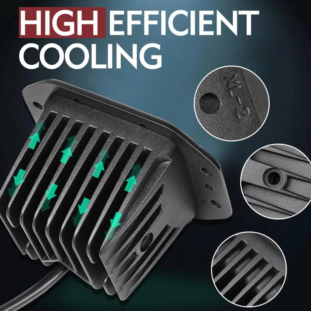 5 Inch 48W 6000K Waterproof Ultra Bright LED Square Car Work Light Pod Light Off Road Driving Lights LED Light Bar Fog Light