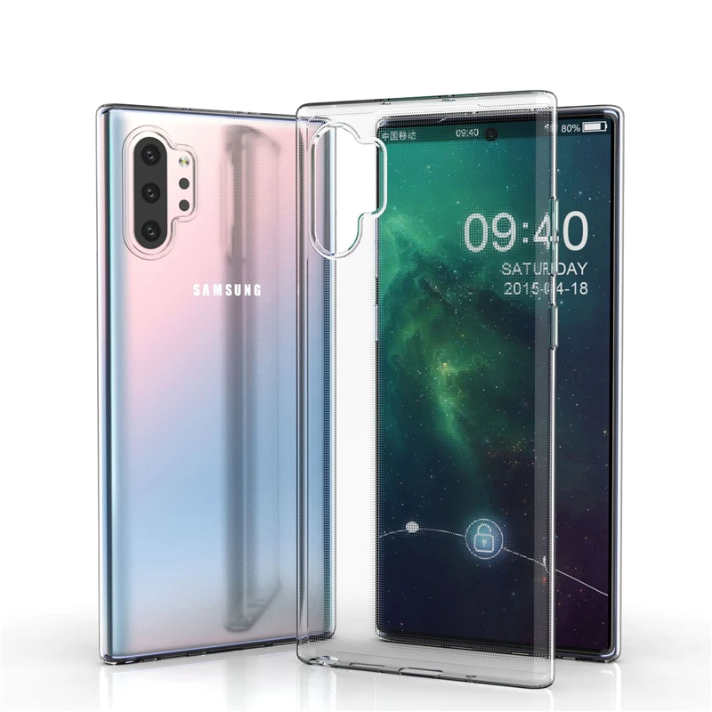 Для samsung Galaxy Note 10 Plus чехол задняя крышка ультра тонкий прозрачный TPU силиконовый