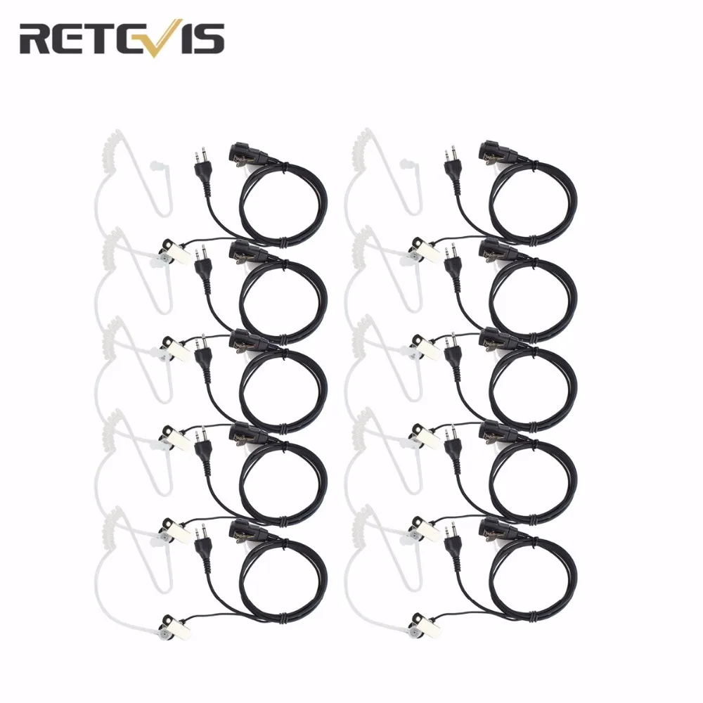 10 шт. Retevis 2 контактный скрытый акустический трубчатый наушник PTT Mic гарнитура для