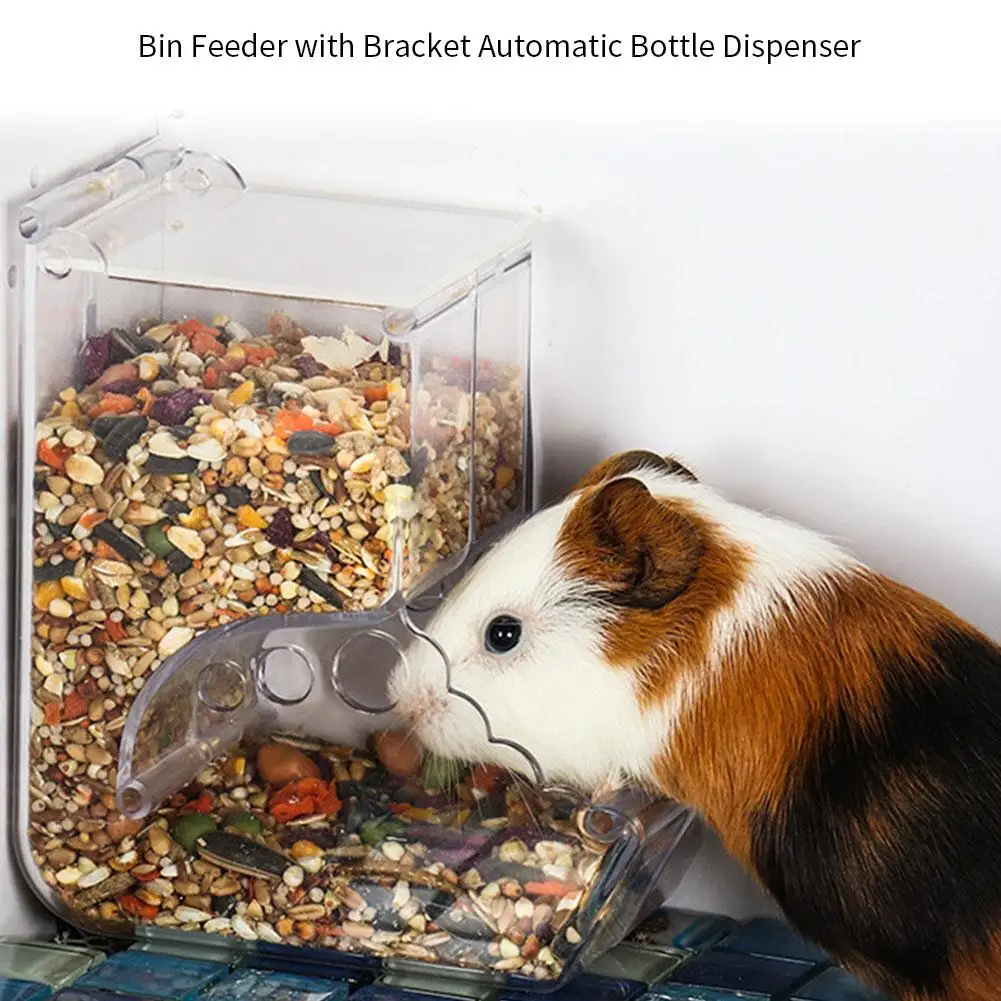 

370ml Transparent Acrylic Hamster Automatic Feeder Food Box Can Be Fixed Squirrel Hedgehog Guinea Pig Anti-Turning Bowl 20E