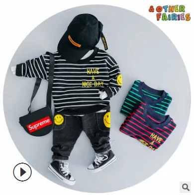Осенний комплект спортивной одежды для мальчиков; - Цвет: Striped Black