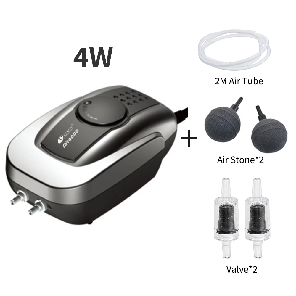 4W-TubeStoneValve Аквариумные аксессуары для аквариума, кислородный воздушный аквариумный насос, Мощный Тихий аквариумный кислородный воздушный насос, компрессор - Цвет: 4W-TubeStoneValve