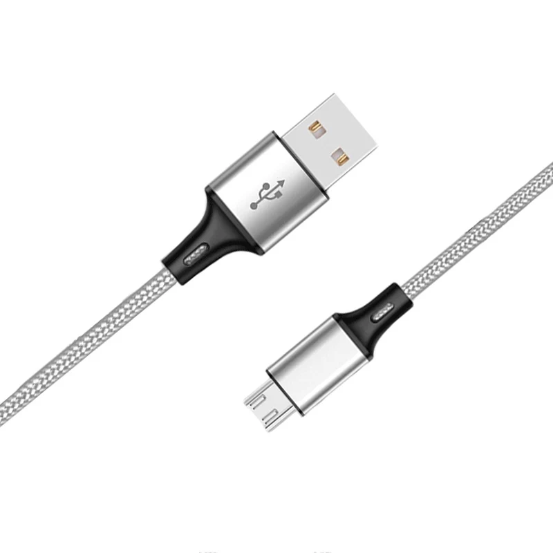 Роскошный Micro USB кабель 2.4A нейлон Быстрая зарядка USB кабель для передачи данных для samsung Xiaomi LG планшет Android мобильный телефон usb зарядный шнур - Цвет: Silver