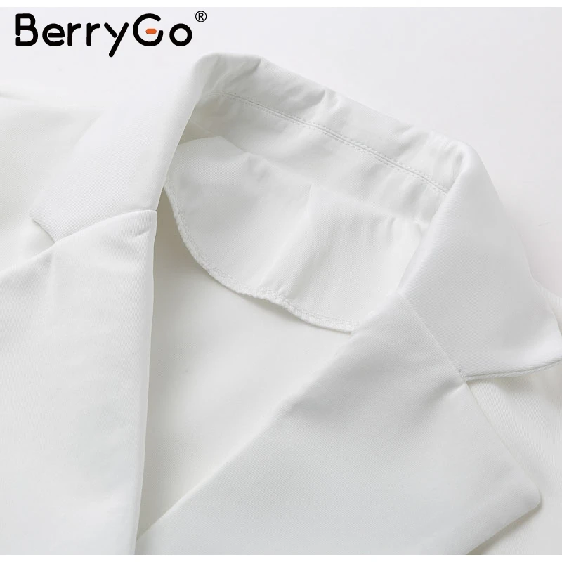 BerryGo элегантное платье-блейзер с длинным рукавом, женское однотонное офисное платье с отворотом, сексуальная мягкая рабочая одежда, осенние женские платья для вечеринок