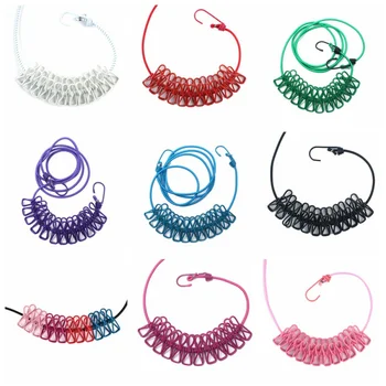 

Home Clotheslines PVC Coating Elastic Rope Handkerchief Socks Underwear Clothes Line Laundry Organization With 12 Clips AHPU
