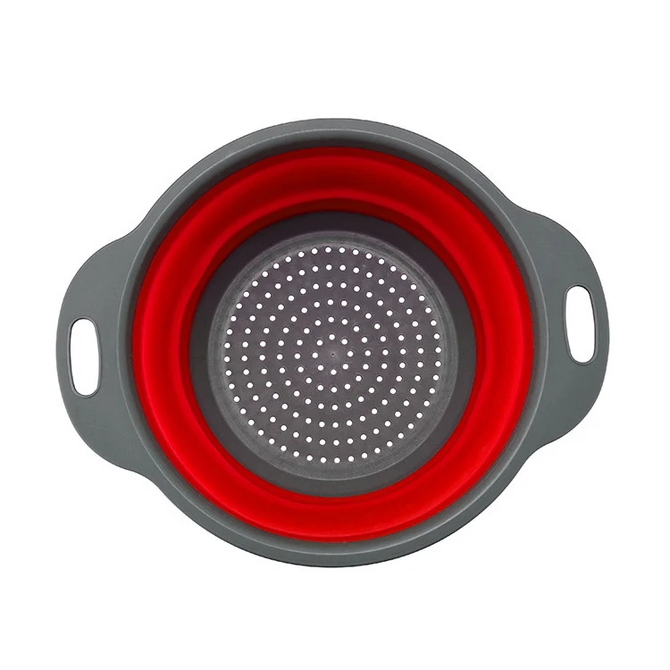 Red Складной силиконовый дуршлаг для фруктов, овощей, корзина для мытья, ситечко, складной Слив с ручкой, кухонные инструменты - Цвет: Red