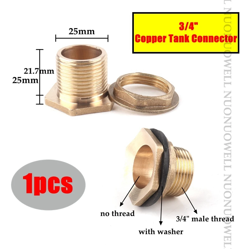 1pcs Copper Water Tank Connector 3/4" 1" Male Brass Pipe Single Loose Key Swivel Fittings Nut Jointer Fish Tank Copper Adapter 