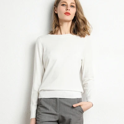 High Quality 2023 Autumn Winter Soft Cashmere Cotton Blended Knitted Women Sweaters And Pullovers Jersey Jumper Pull Femme Hiver 6