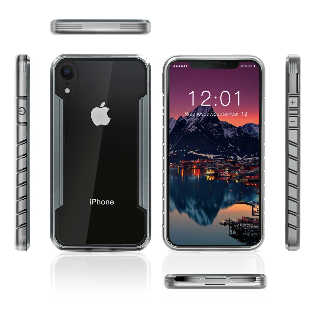 Чехол для iPhone XR из закаленного стекла+ ТПУ+ алюминиевый защитный чехол для телефона с защитой от падения(черный - Цвет: Серый