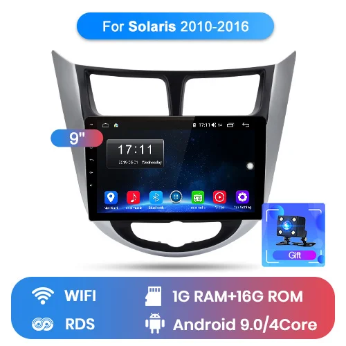 WIFI (1GB 16GB) BK Junsun V1 2G+ 32G Android 9,0 DSP автомобильный Радио мультимедийный видео плеер для hyundai Solaris 1 2010- навигация gps 2 din без DVD - Цвет: WIFI (1GB 16GB) BK