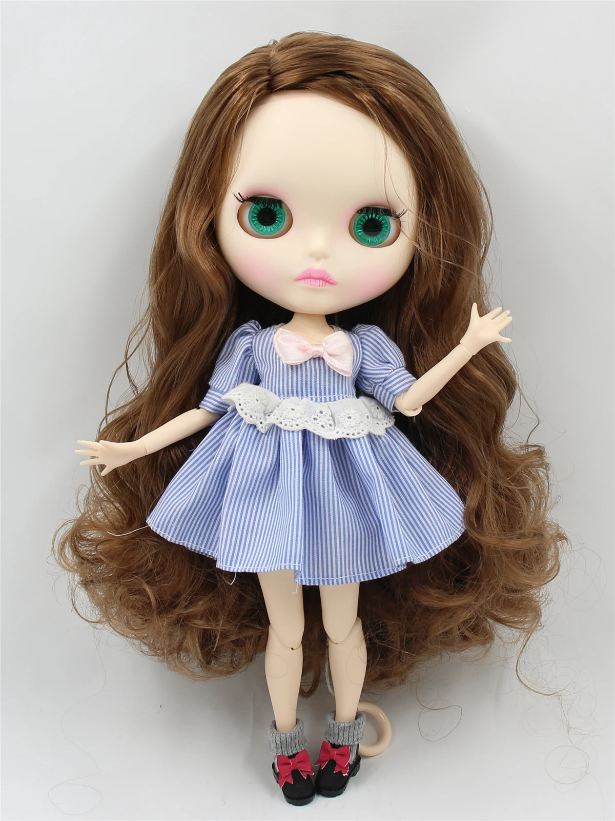 Neo Blythe Bambola con capelli castani, pelle bianca, viso opaco e carino Custom Corpo articolato 1