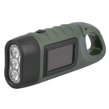 

Hand Held Crank Dynamo Solar Power Rechargeable LED Flashlight 3-LED