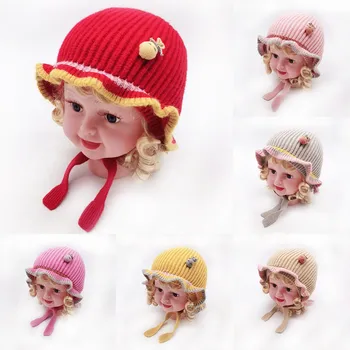 

Baby Girls Knitted Basin Cap Winter Fashion Boys Crochet Knit Bucket Hat Children Fisherman Hat Kids Girl Windproof Sunhat Caps