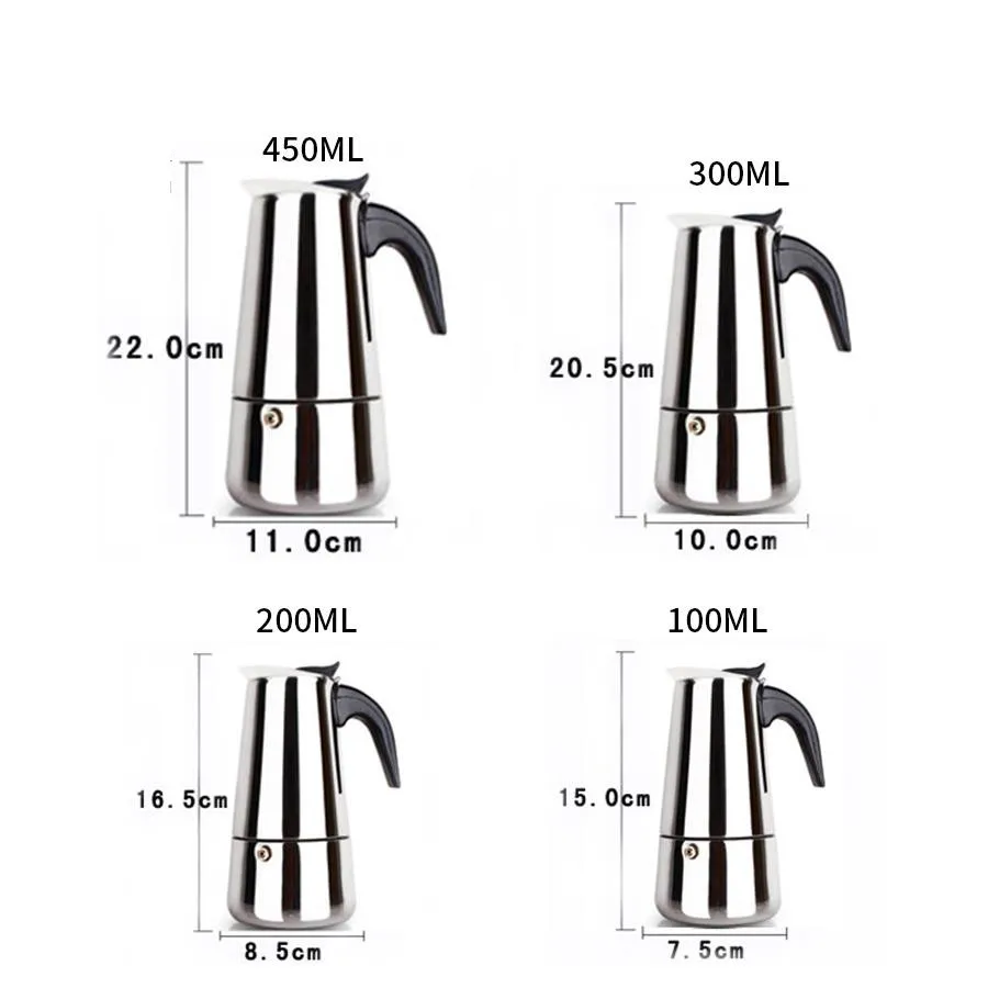 Goede 2019 fashion Design Grote Capaciteit rvs 304 Moka Pot Koffiezetapparaat Gasfornuis Espresso Maker Mixpresso Koffie 2 9cup