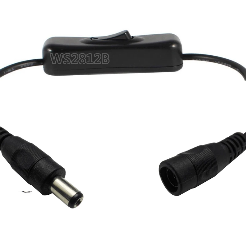 

1pcs Wire Switch Cable 5.5*2.1mm on/off Black DC Power Plug Connector Switch For SMD 5050 3528 Single Color Strip