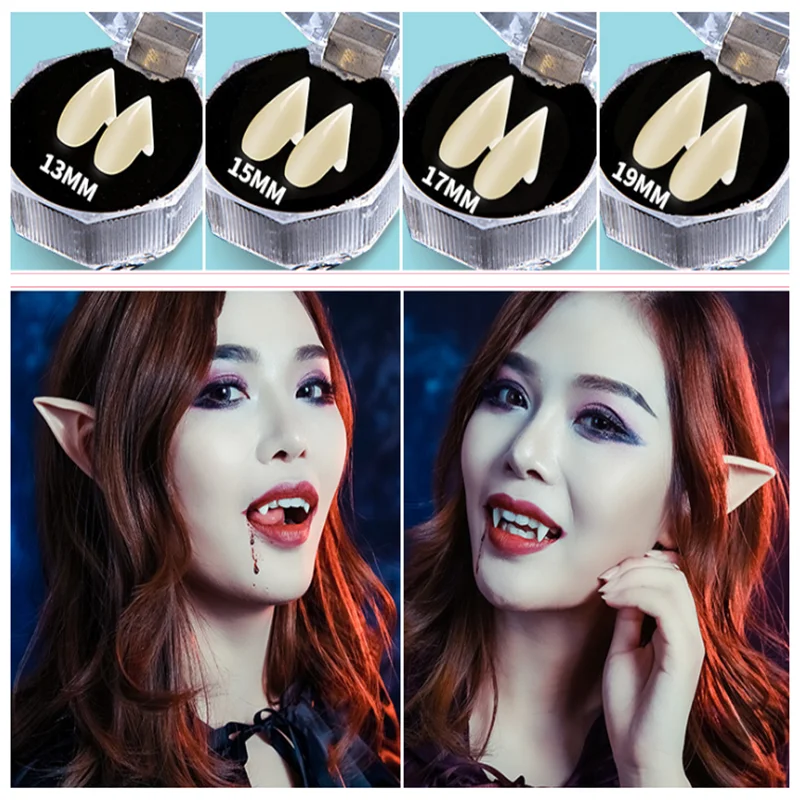 

2PCS Halloween Vampire Dentures Zombie Teeth Fake Tiger Teeth Funny Gadgets Cosplay Party Props Surprise Holiday Gift
