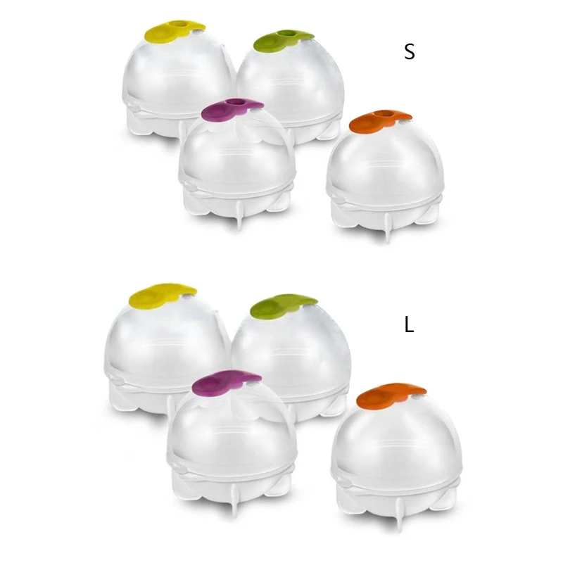 H55A Round Ice Cube Molds Whiskey Ice Sphere Maker Balls 4 Pack for Whiskey Bourbon