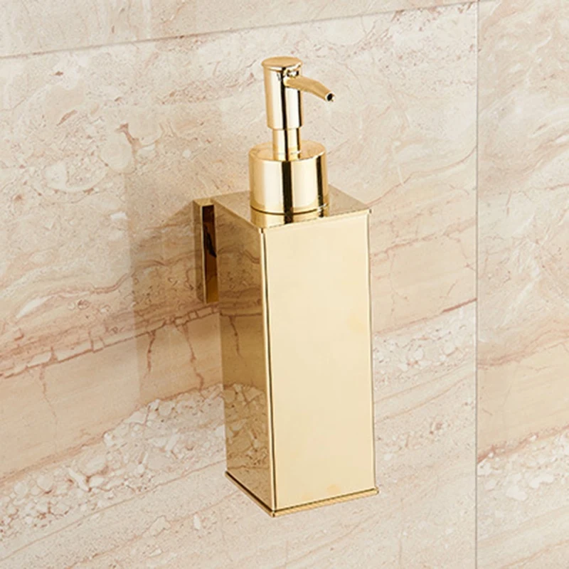 

Stainless Steel Soap Dispenser Hand Liquid Soap Dispenser Squeeze Wall-Mounted Hotel Bathroom Kitchen Square Design