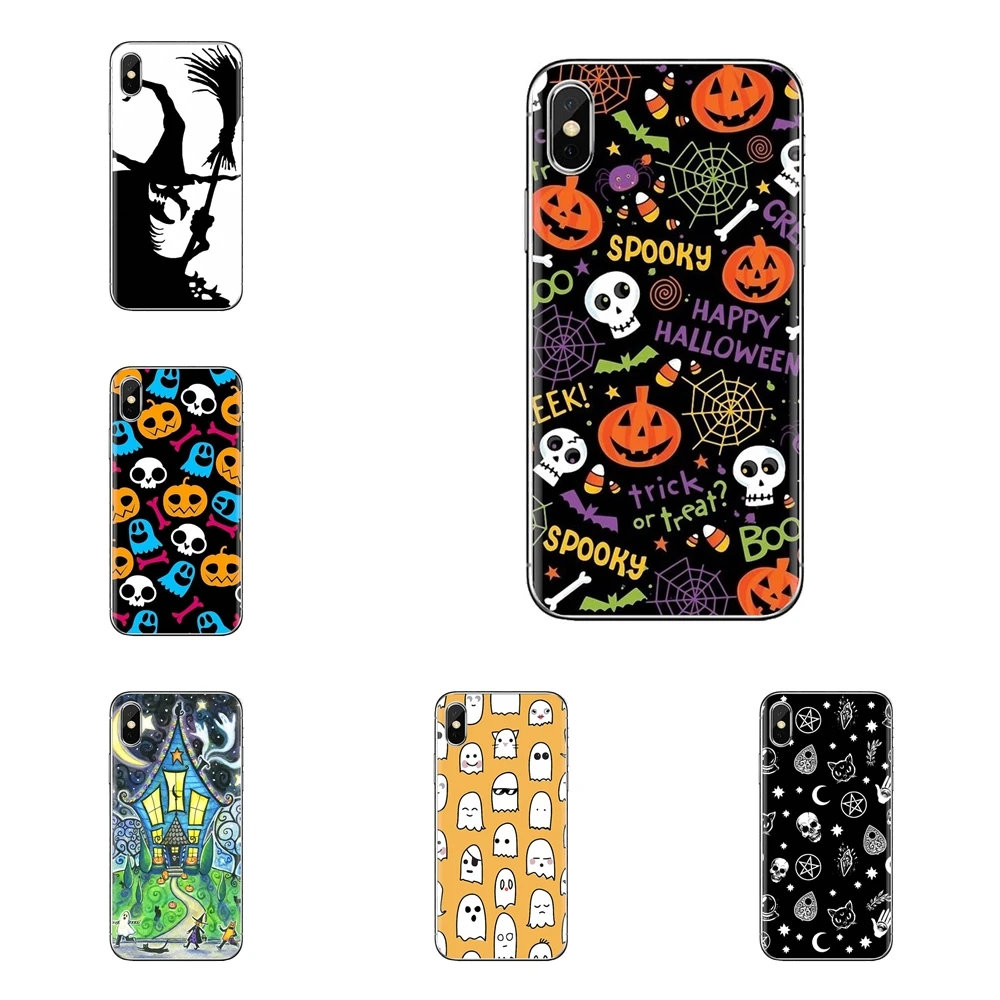 

For Samsung Galaxy S3 S4 S5 Mini S6 S7 Edge S8 S9 S10 Plus Note 3 4 5 8 9 Pumpkin Halloween Bat Witch Boo Transparent Soft Cases