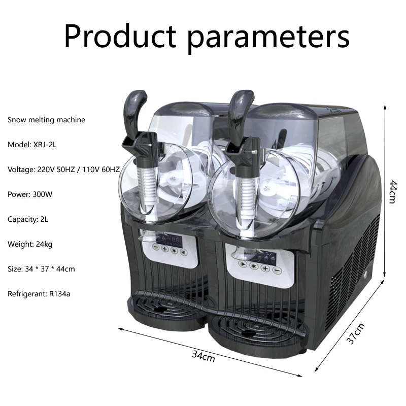 New 2 Tank Automatic Snow Mud Machine Snow Melting Machine Ice Slush Sand Ice Tea Juice Making