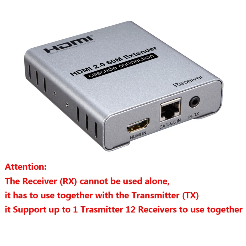 Only 1 RX HDMI 2,0 4K 60HZ 60M HDMI удлинитель 1080P 120M по RJ45 Ethernet Lan CAT5e Cat6 кабель Каскадное подключение расширение ПК DVD к ТВ - Цвет: Only 1 RX
