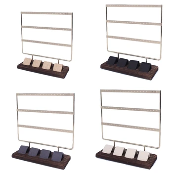 

Earring Holder 3-Tier Ear Stud Holder Display Rack Luxury Jewelry Stand Display Holder Hanger Rack Tower with Wood