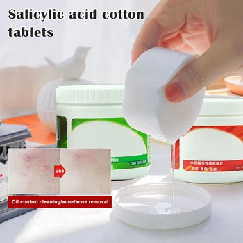 

50pcs/box Salicylic Acid Cotton Tablets Acne Control Pads Shrink Pores Wet Mask Non-irritating Skin Care SK88