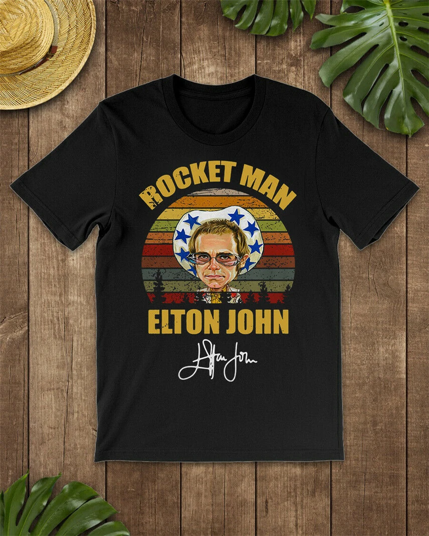 Rocket Man Of Elton John Retro T-Shirt White-Grey For Men-Women-Youth Cotton Customize Tee Shirt | Мужская одежда