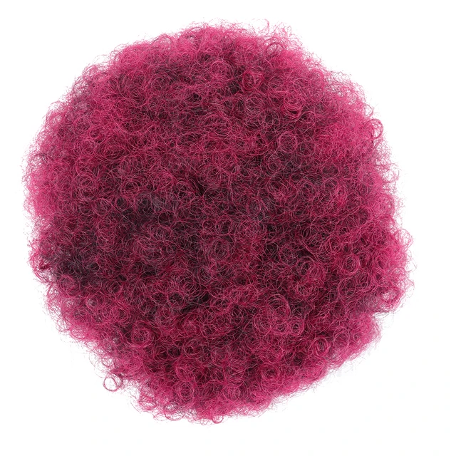 2PCS Short Afro Hair Bun Puff Synthetic Kinky Curly Chignon Hairpiece For Women Drawstring Ponytail Updo Hair Extensions Q9 1TBurg