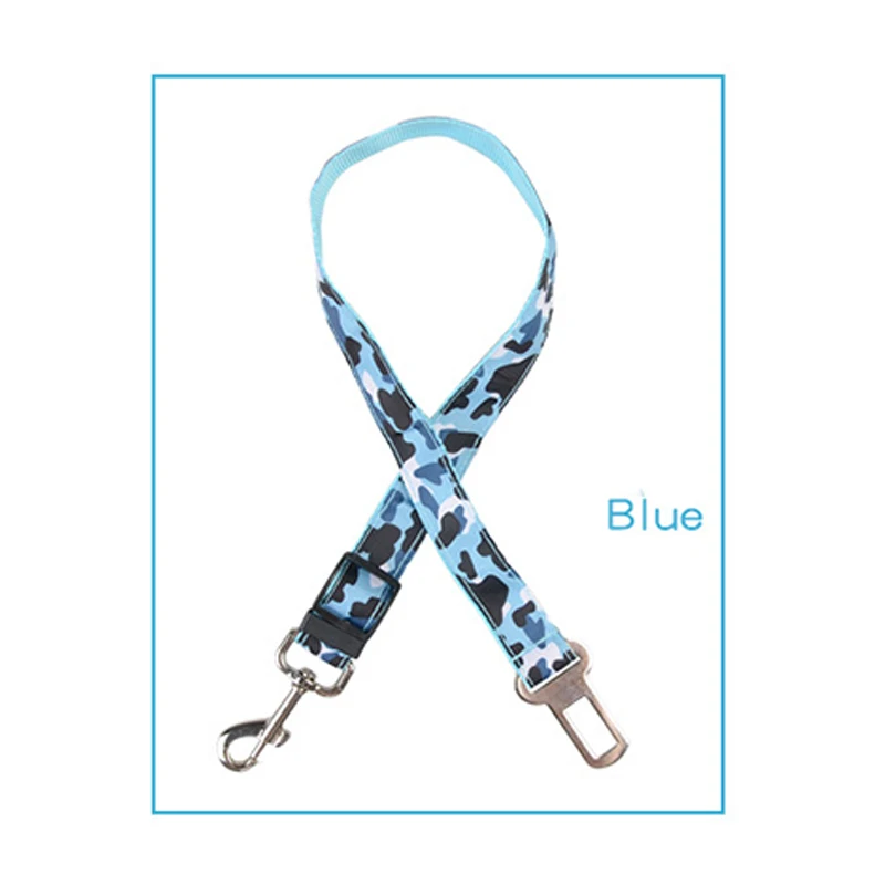camouflage blue Полиэфирный автомобильный ремень безопасности для собак регулируемый поводок для собаки Леопардовый Камуфляжный ремень безопасности для собак аксессуары для домашних животных продукт для щенков больших домашних животных - Цвет: camouflage blue