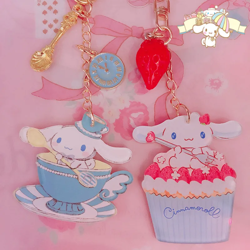 

New Cartoon Sanrio Kawaii Cinnamoroll Key Chain Cute Key Ring Bag Pendents Backpack Accessories Kids Girls Women Gifts 11cm