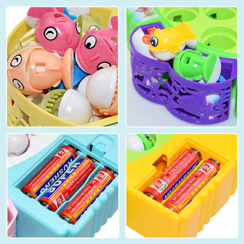 New Kids Fishing Toys Electric Rotating Fishing Play Game Musical Fish Plate Set Magnetic Outdoor Sports Toys for Children Gifts 6
