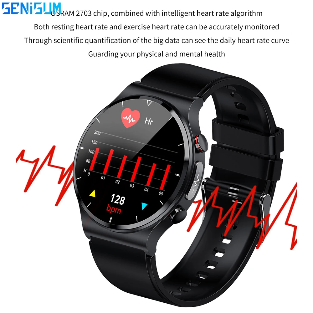 Relógio com Carregador sem Fio Taxa de Respiração de Oxigênio Tela de 1.32 Polegadas Diagnóstico Médico Temperatura Corporal no Sangue Pulseira Masculina Ecg Ppg ia - Image 6