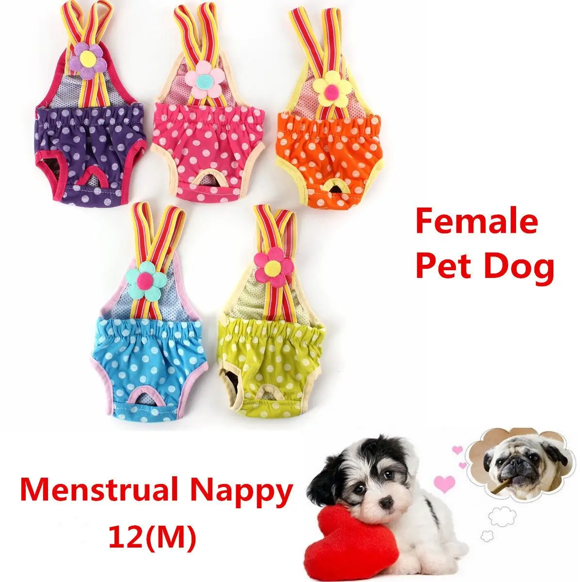 Female Pet Dog Pants Bitch Season Hygiene Menstrual Sanitary Nappy Diaper M