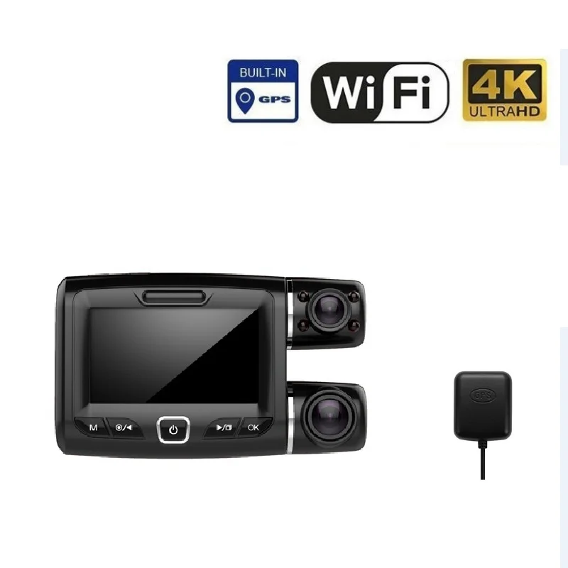 AT6-GPS Moudle 4K 2160P wifi gps регистратор с двумя объективами Автомобильный видеорегистратор Novatek 96663 чип sony IMX323 сенсор 1080 P ночное видение двойная камера видеорегистратор - Название цвета: AT6-GPS Moudle